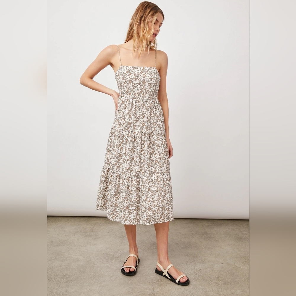 Rails Cream and Brown Floral Midi Dress